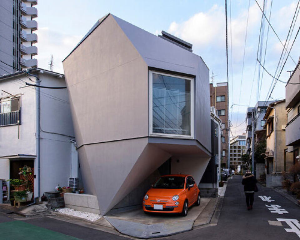 Source-supplied image for: why japanese architects carve parking into tiny urban homes